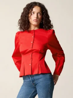 Rouje Tops>Chemise CLAUDINE UniRouge