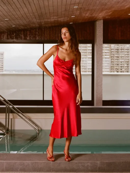 Rouje Robes>Robe JOSEPHINA SATINROUGE